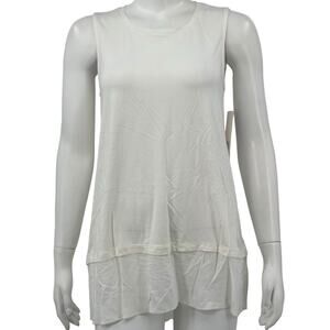 Soft Surroundings Top Womens Small Ivory Eden Tiered Tank Clean Girl Minimalist